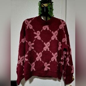 Burgundy/Pink bow sweater
